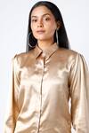Buy_Emblaze_Gold Satin Collared Neck Shirt_Online_at_Aza_Fashions