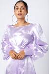 Buy_Emblaze_Purple Satin Boat Draped Dress _Online_at_Aza_Fashions