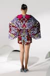 Shop_Limerick by Abirr N' Nanki_Maroon Crepe Embroidery V Neck Printed Dress _at_Aza_Fashions