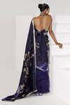 Shop_Limerick By Abirr N' Nanki_Blue Silk, Organza High Neck Embroidered Blouse _at_Aza_Fashions