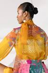 Buy_Limerick By Abirr N' Nanki_Gold Square Neck Textured Bustier _Online_at_Aza_Fashions