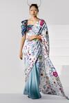 Buy_Limerick By Abirr N' Nanki_White Crepe, Georgette Printed Saree_at_Aza_Fashions