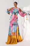 Buy_Limerick by Abirr N' Nanki_Multi Color Crepe Printed Dress_at_Aza_Fashions