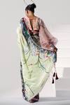 Shop_Limerick By Abirr N' Nanki_Pink Organza, Crepe V Neck Printed Blouse _at_Aza_Fashions
