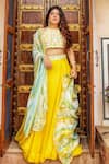 Buy_Nadima Saqib_Yellow Chanderi Embroidery Halter Lehenga Set _at_Aza_Fashions