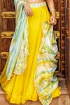 Nadima Saqib_Yellow Chanderi Embroidery Halter Lehenga Set _at_Aza_Fashions