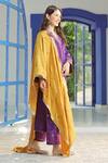 Pairaahan_Purple Kurta Raw Silk Embroidery V Neck Set _Online_at_Aza_Fashions