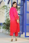 Shop_Pairaahan_Red Silk Kurta And Satin Pant Set_at_Aza_Fashions