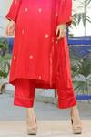 Shop_Pairaahan_Red Silk Kurta And Satin Pant Set_Online_at_Aza_Fashions
