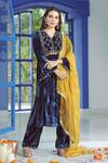 Buy_Pairaahan_Blue Velvet Silk Kurta Set_at_Aza_Fashions