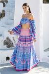 Buy_Shruti Sancheti_Blue Muslin Printed Sweetheart Neck Crop Top And Skirt Set For Women_at_Aza_Fashions