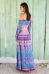 Shop_Shruti Sancheti_Blue Muslin Printed Sweetheart Neck Crop Top And Skirt Set For Women_at_Aza_Fashions