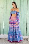 Shruti Sancheti_Blue Muslin Printed Crop Top And Skirt Set_Online_at_Aza_Fashions