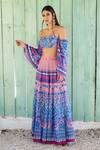 Buy_Shruti Sancheti_Blue Muslin Printed Crop Top And Skirt Set_Online_at_Aza_Fashions