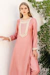 Shruti Sancheti_Pink Silk Embroidery Round Kurta Pant Set _Online_at_Aza_Fashions