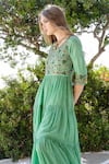 Shruti Sancheti_Green Mul Embroidered Dress_Online_at_Aza_Fashions