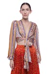 Verb by Pallavi Singhee_Multi Color Satin Crepe Printed Crop Top_Online_at_Aza_Fashions
