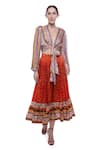 Shop_Verb by Pallavi Singhee_Multi Color Satin Crepe Printed Crop Top_Online_at_Aza_Fashions