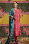 Vrinda by Pundrik Dubey_Pink Raw Silk Sandli Gulabi Jaal Kurta Set_Online_at_Aza_Fashions