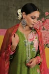 Buy_Vrinda by Pundrik Dubey_Green Organza Silk Sandli Hariyali Anarkali Set_Online_at_Aza_Fashions