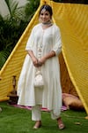Buy_Ruchira Nangalia_White Mulmul Striped Anarkali Set_at_Aza_Fashions