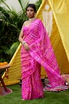 Ruchira Nangalia_Pink Crepe Bandhani Motif Saree  _Online_at_Aza_Fashions