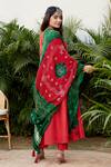 Shop Ruchira Nangalia Red Gajji Silk Bandhej Dupatta at Aza Fashions Shop_Ruchira Nangalia_Red Gajji Silk Bandhej Dupatta_at_Aza_Fashions
