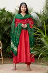 Ruchira Nangalia Red Gajji Silk Bandhej Dupatta Online at Aza Fashions Ruchira Nangalia_Red Gajji Silk Bandhej Dupatta_Online_at_Aza_Fashions