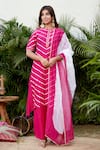 Buy_Ruchira Nangalia_Pink Chanderi Embroidery Round Leheriya Print Kurta Set  _at_Aza_Fashions