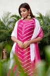 Shop_Ruchira Nangalia_Pink Chanderi Embroidery Round Leheriya Print Kurta Set  _Online_at_Aza_Fashions