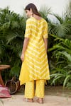 Shop_Ruchira Nangalia_Yellow Chanderi Embroidery Round Leheriya Print Kurta And Pant Set  _at_Aza_Fashions