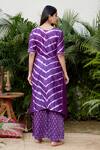 Shop_Ruchira Nangalia_Purple Chanderi Embroidery Round Leheriya Print Kurta And Palazzo Set  _at_Aza_Fashions