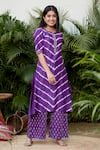 Buy_Ruchira Nangalia_Purple Chanderi Embroidery Round Leheriya Print Kurta And Palazzo Set  _Online_at_Aza_Fashions