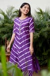 Shop_Ruchira Nangalia_Purple Chanderi Embroidery Round Leheriya Print Kurta And Palazzo Set  _Online_at_Aza_Fashions