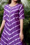 Ruchira Nangalia_Purple Chanderi Embroidery Round Leheriya Print Kurta And Palazzo Set  _at_Aza_Fashions