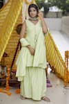 Buy_Ruchira Nangalia_Green Mulmul Striped Kurta Set_at_Aza_Fashions