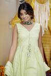 Shop_Ruchira Nangalia_Green Mulmul Striped Kurta Set_Online_at_Aza_Fashions