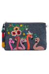 Buy_5Elements_Grey Embroidered Beaded Zipper Pouch_at_Aza_Fashions