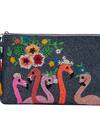 5Elements_Grey Embroidered Beaded Zipper Pouch_at_Aza_Fashions