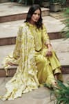 Buy_House Of Pink_Green Bottom Cotton Satin, Kurta And Dupatta Chanderi Band Set _Online_at_Aza_Fashions