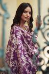 Shop_House Of Pink_Purple Anarkali And Dupatta Chanderi, Bottom Cotton Satin V Neck Set _Online_at_Aza_Fashions