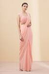 Buy_Arpan Vohra_Peach Georgette Pre-draped Ruffle Saree With Blouse_Online_at_Aza_Fashions