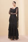 Buy_Arpan Vohra_Black Georgette Pre-draped Lehenga Saree With Blouse_at_Aza_Fashions