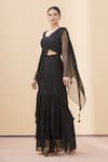 Buy_Arpan Vohra_Black Georgette Pre-draped Lehenga Saree With Blouse_Online_at_Aza_Fashions