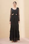 Shop_Arpan Vohra_Black Georgette Pre-draped Lehenga Saree With Blouse_Online_at_Aza_Fashions