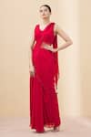 Buy_Arpan Vohra_Red Georgette Embellished Saree Gown With Blouse_at_Aza_Fashions