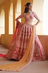 Rachit Khanna_Red Raw Silk Sweetheart Neck Embroidered Bridal Lehenga Set _Online_at_Aza_Fashions