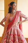 Buy_Rachit Khanna_Red Raw Silk Sweetheart Neck Embroidered Bridal Lehenga Set _Online_at_Aza_Fashions