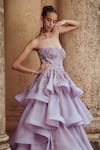 Buy_Rachit Khanna_Purple Organza Sweetheart Neck Bandeau Gown _at_Aza_Fashions
