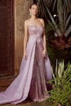 Shop_Rachit Khanna_Purple Organza, Heavy Satin Sweetheart Neck Embroidered Bandeau Gown _at_Aza_Fashions